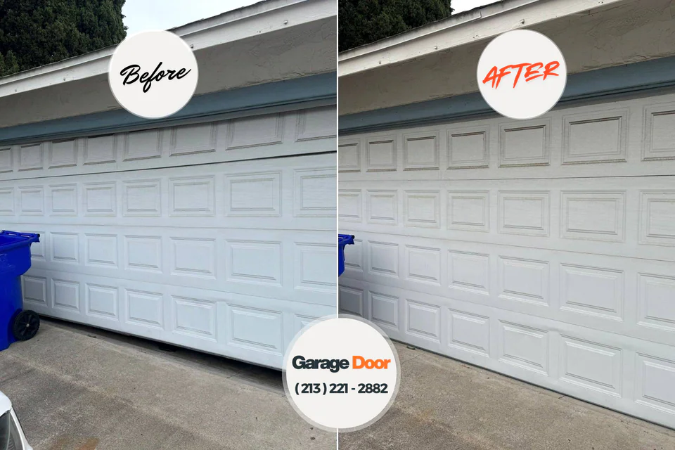 Before and after: garage door repair Westminster, LA